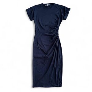 FRAME casual formal Navy blue short sleeve midi t shirt style dress